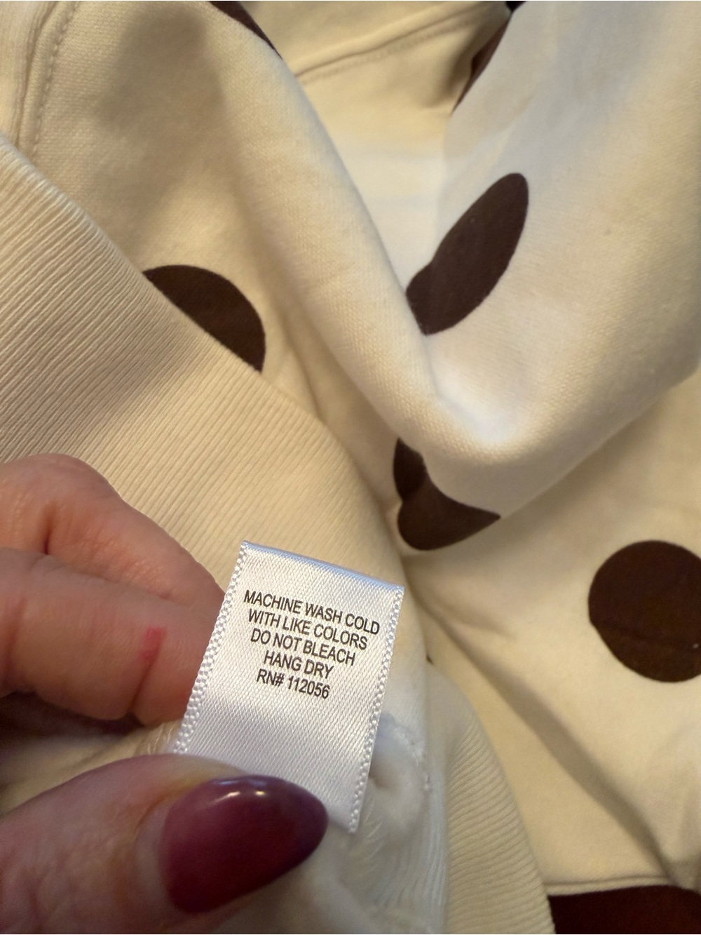 NWOT Zenana Polka Dot Lounge Set - Cream & Brown Sweatshirt Shorts 2-Piece - Picture 4 of 10